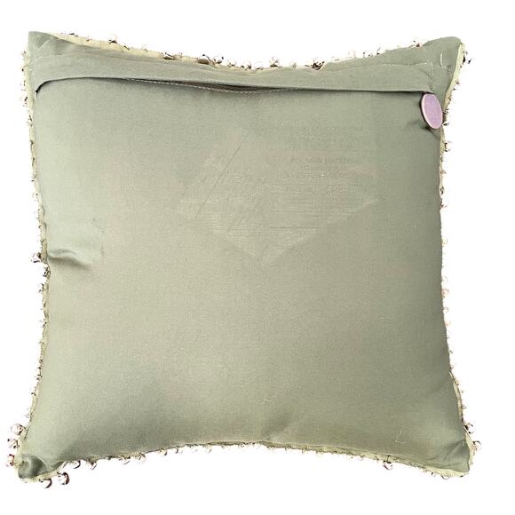 Pier 1 Green Velvet Throw Pillow Gold Beads Jingle Bell on Border Edge READ - Picture 8 of 14